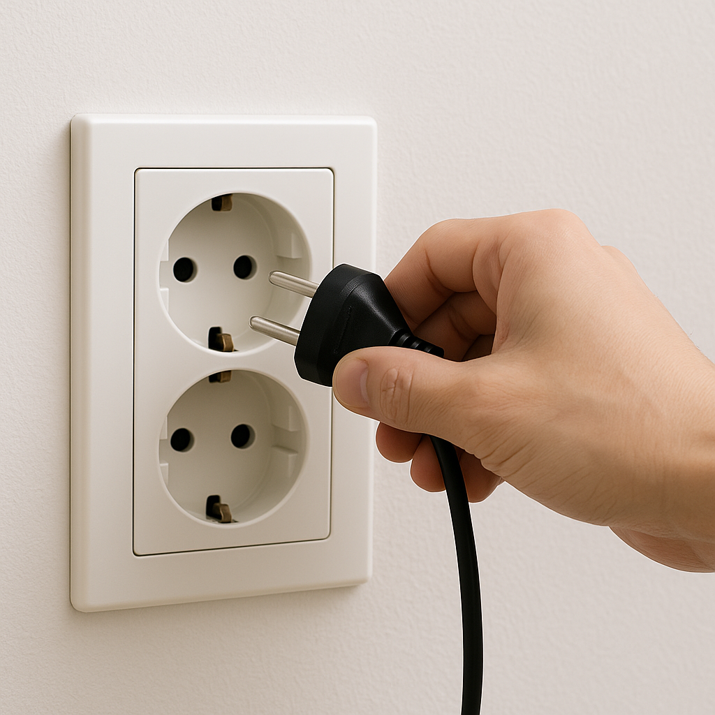 전기 콘센트를 빼는 사진