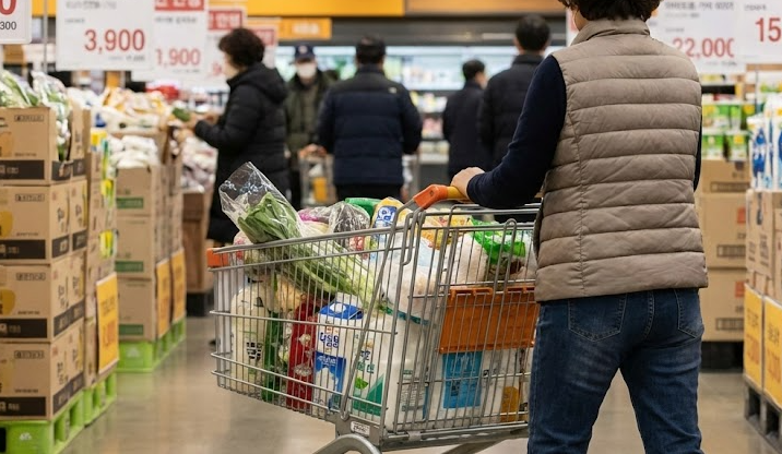 마트에서 장을 보는 주부