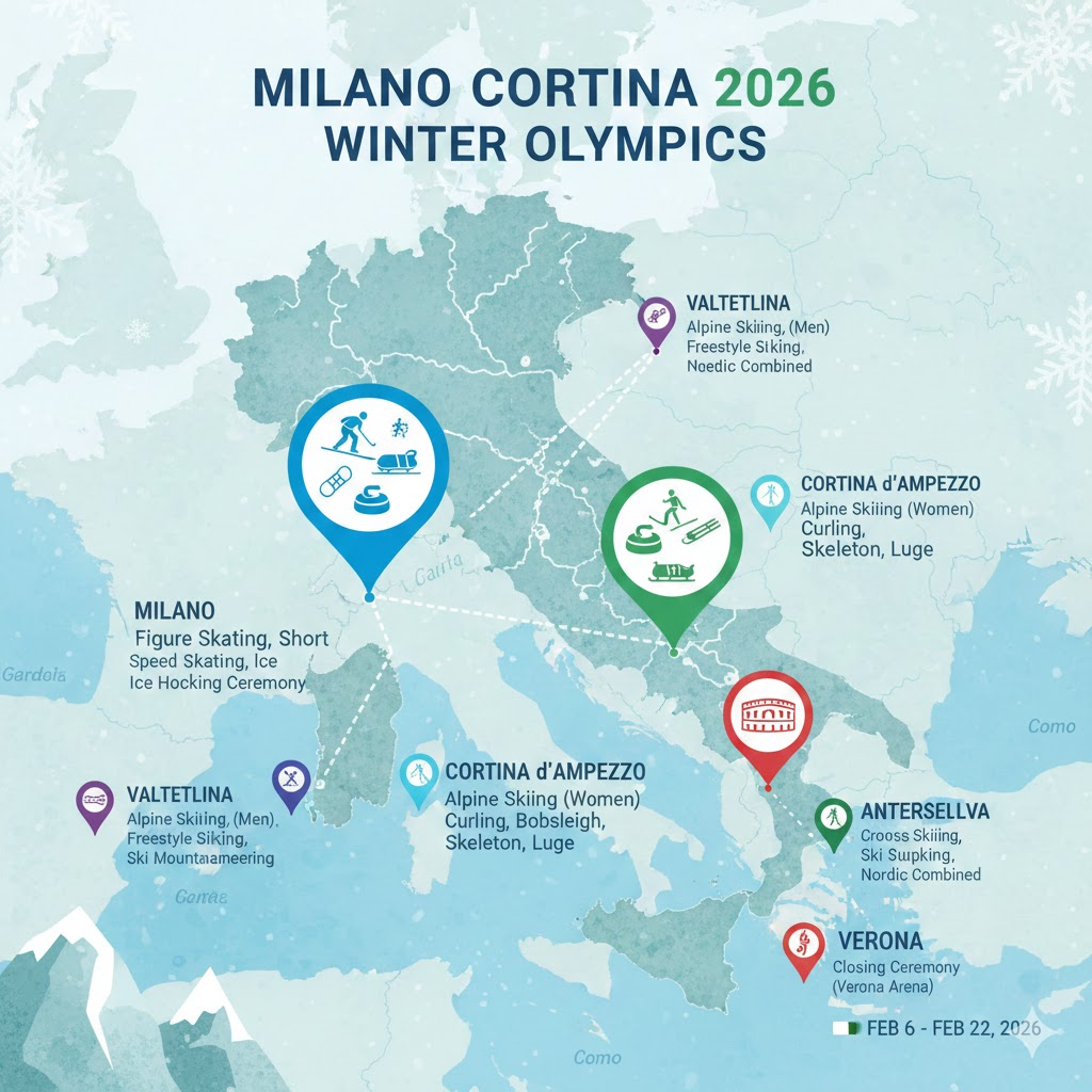 밀라노 올림픽 주요 도시의 안내정보