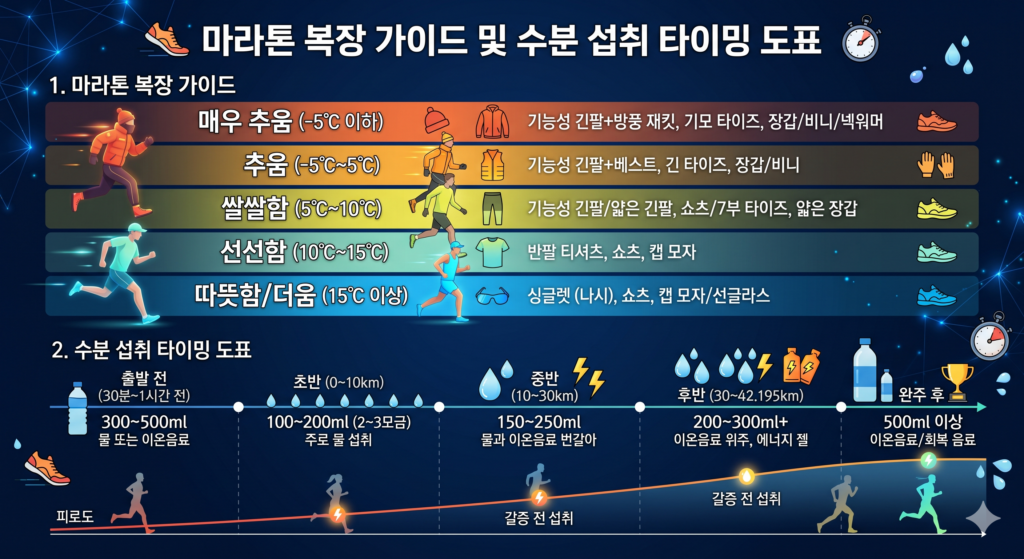 마라톤복장 및 수분섭취 가이드